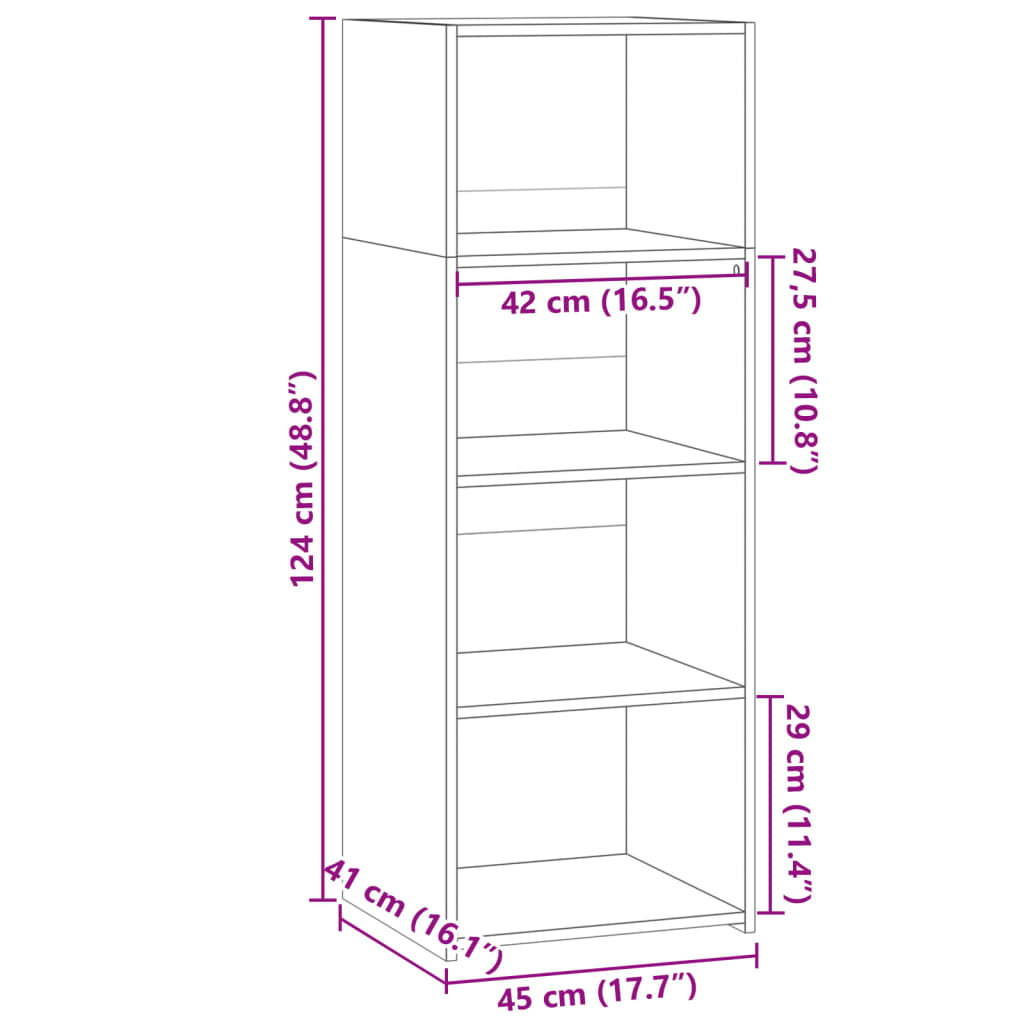 Buffet haut sonoma gris 45x41x124 cm bois d'ingénierie - XIOS