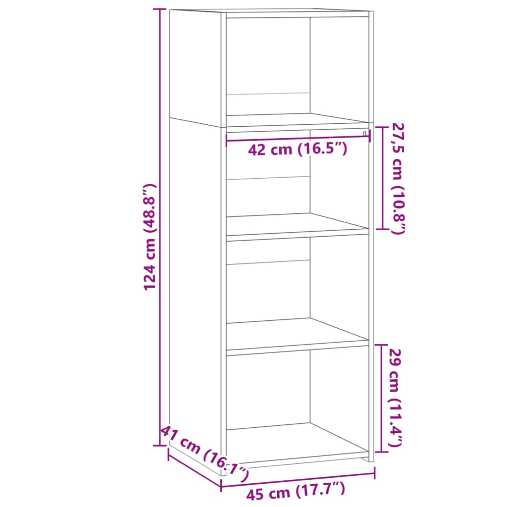 Buffet haut chêne marron 45x41x124 cm bois d'ingénierie - XIOS