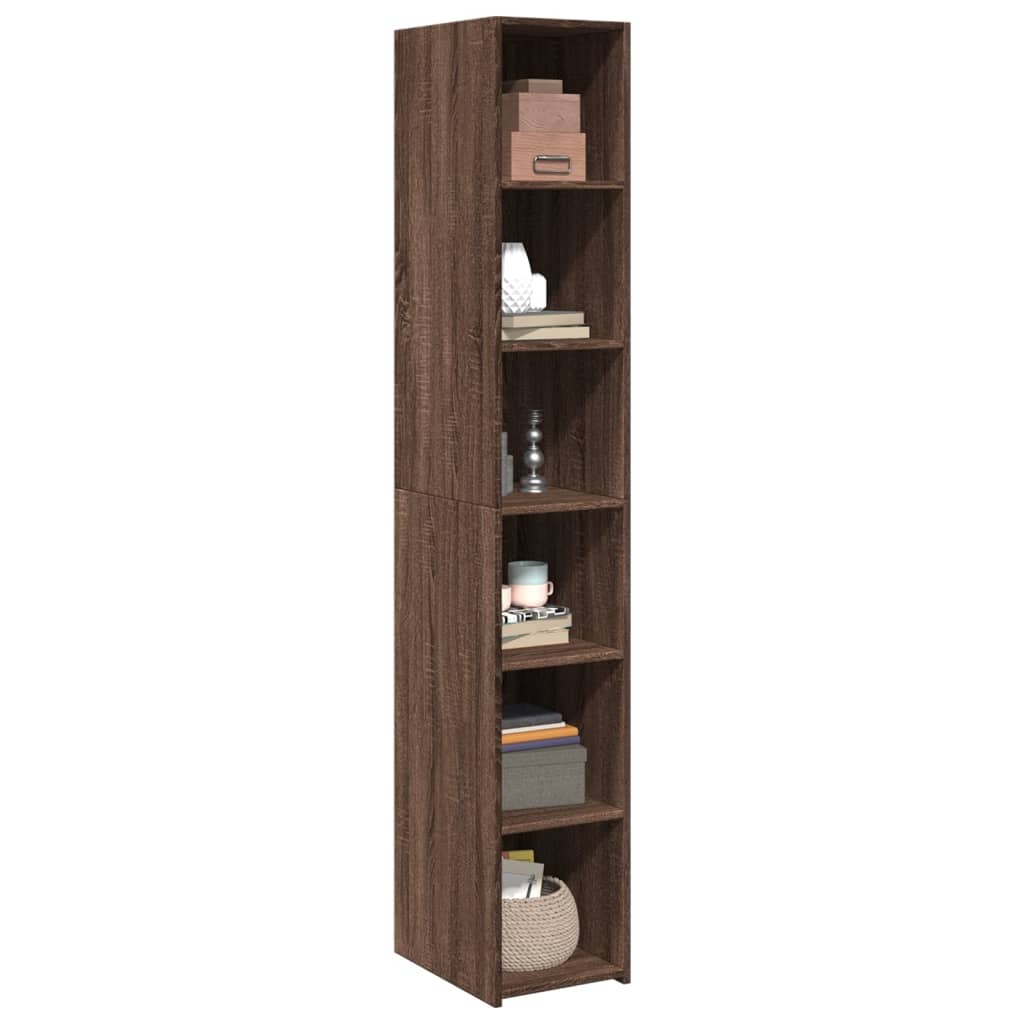 Buffet haut chêne marron 30x41x185 cm bois d'ingénierie - XIOS