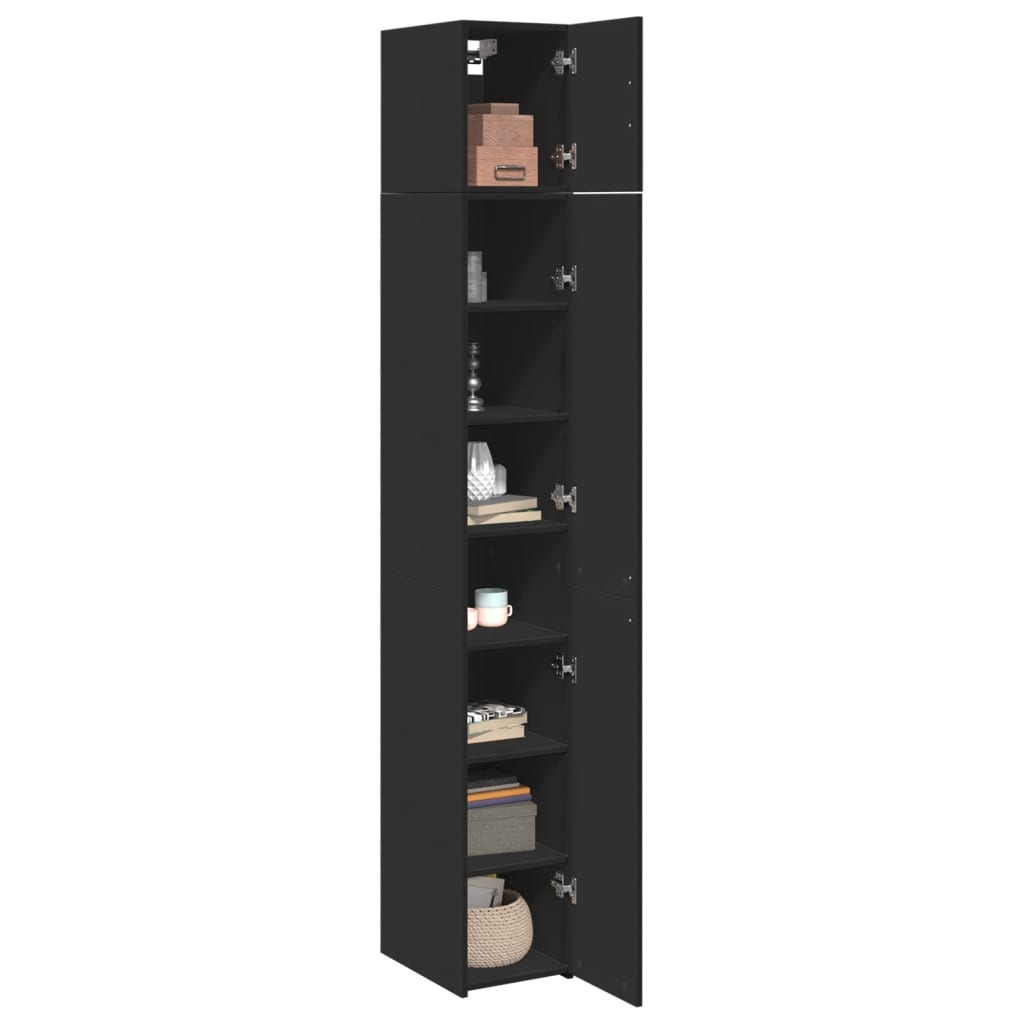 Armoire de rangement mince noir 30x42,5x225cm bois d'ingénierie - XIOS