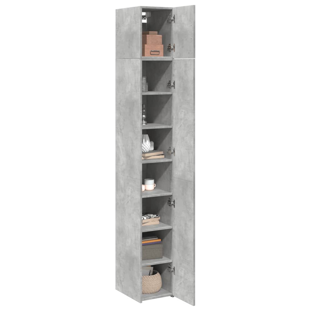 Armoire de rangement mince gris béton 30x42,5x225 cm - XIOS