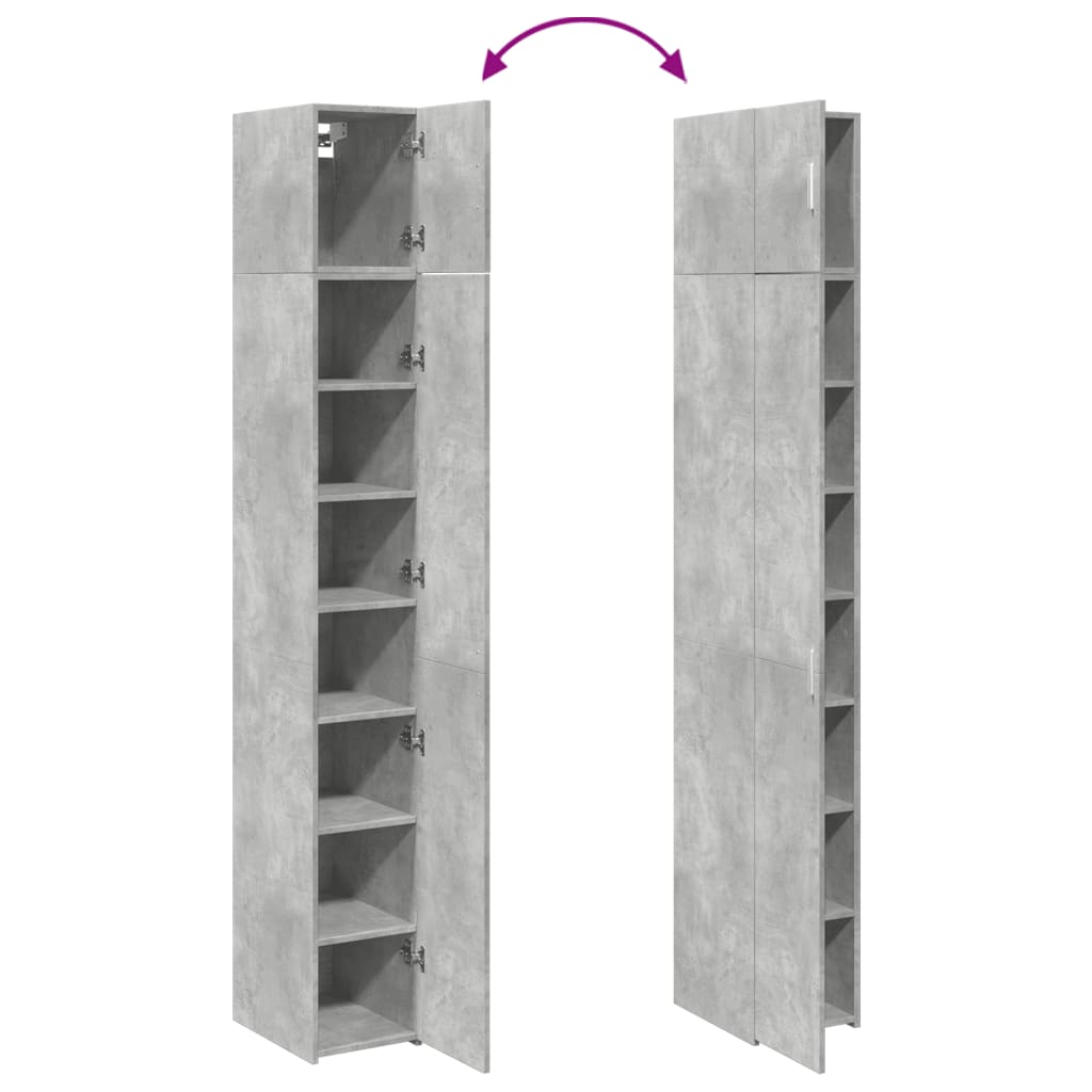 Armoire de rangement mince gris béton 30x42,5x225 cm - XIOS