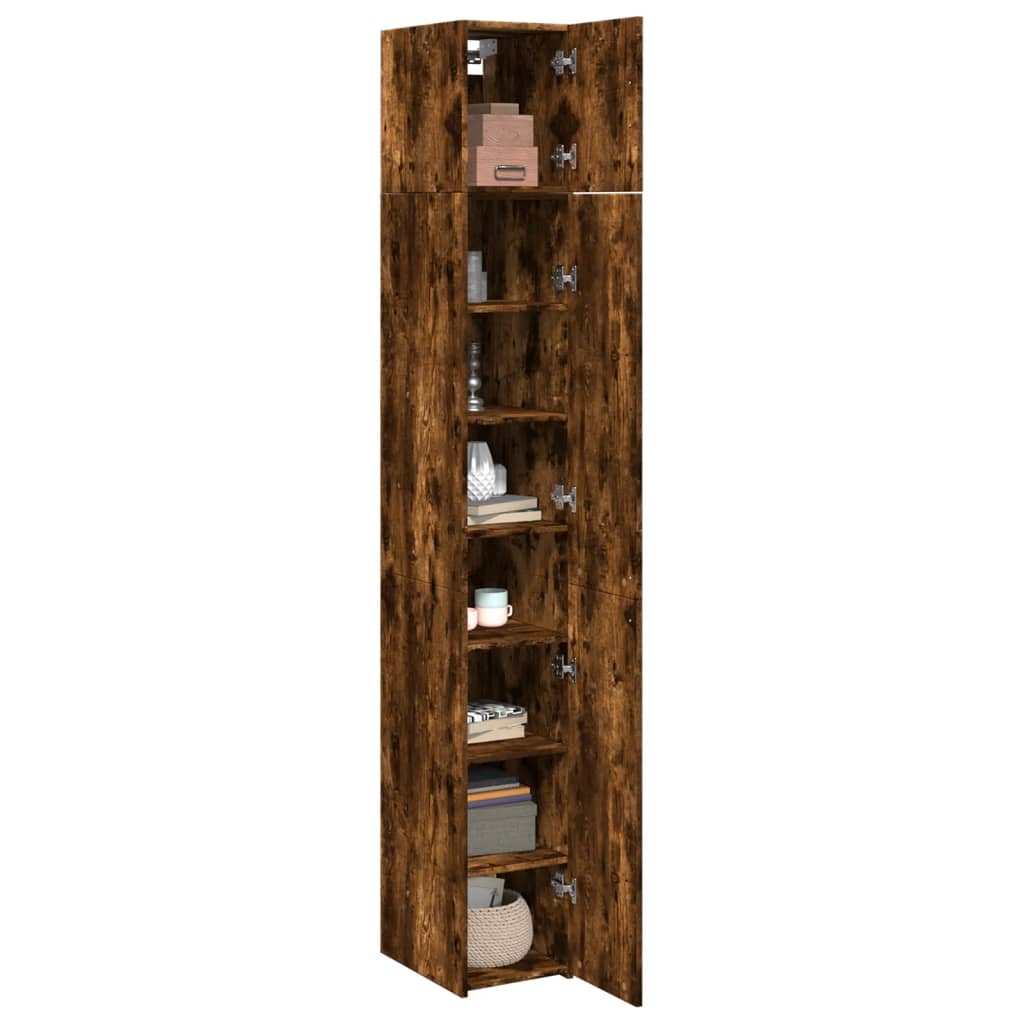 Armoire de rangement mince chêne fumé 30x42,5x225 cm - XIOS