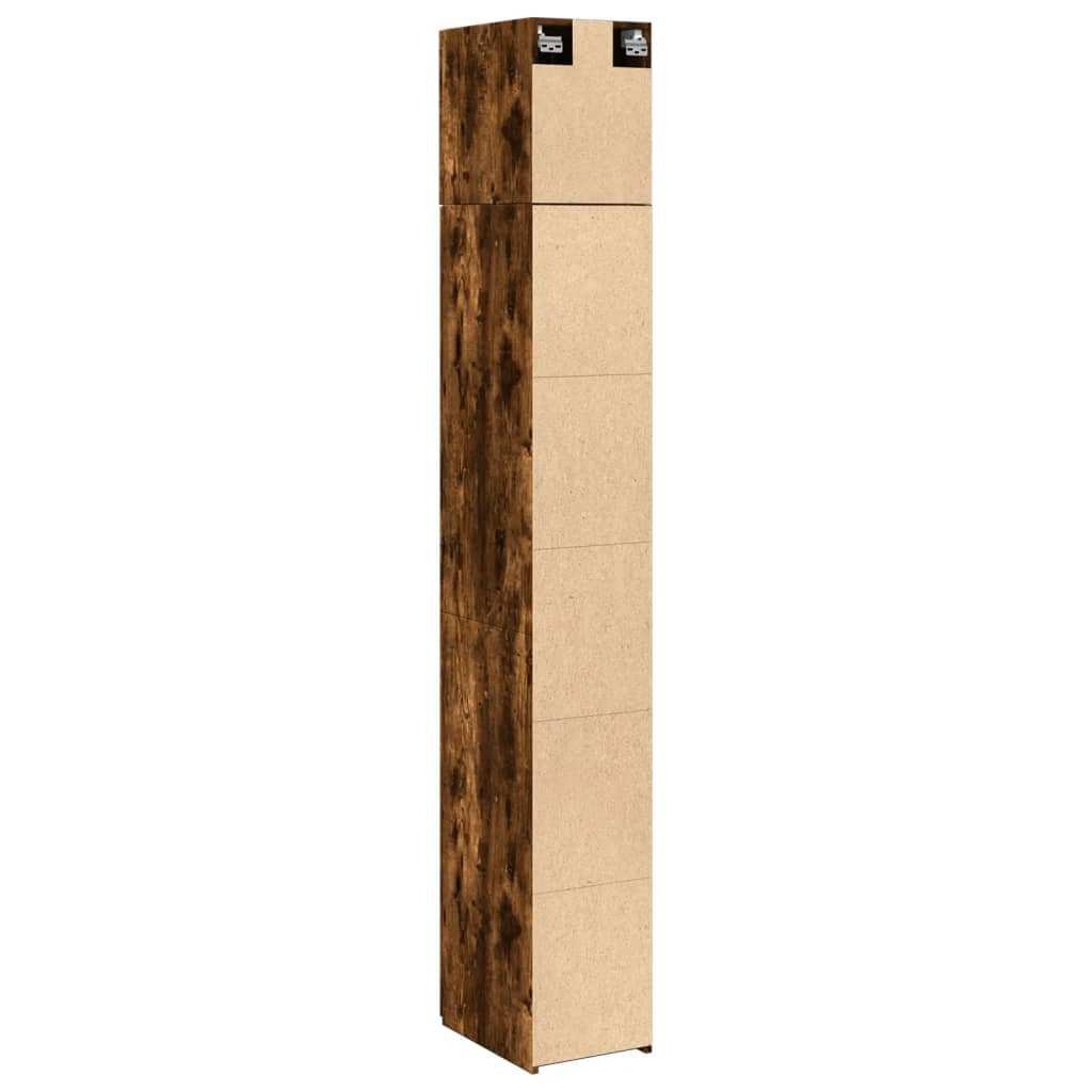 Armoire de rangement mince chêne fumé 30x42,5x225 cm - XIOS