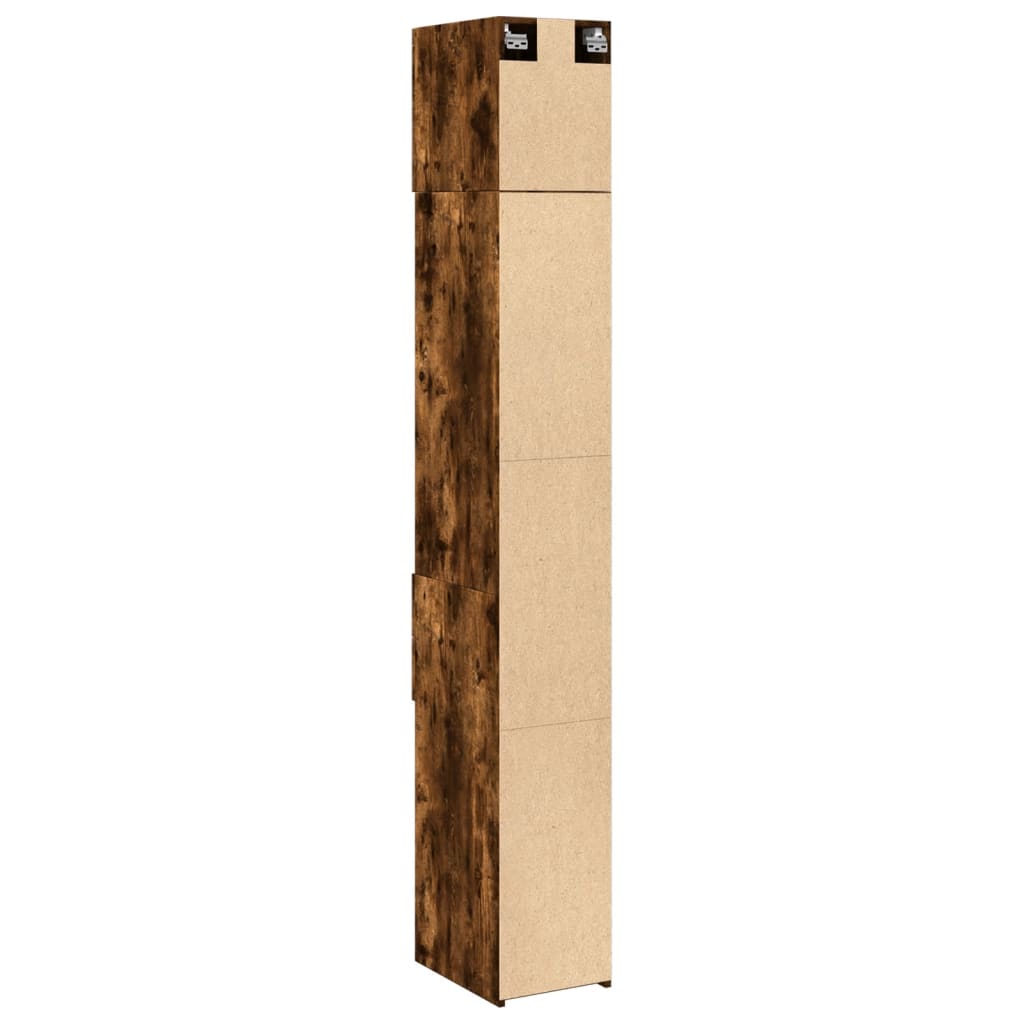 Armoire de rangement mince chêne fumé 30x42,5x225 cm - XIOS