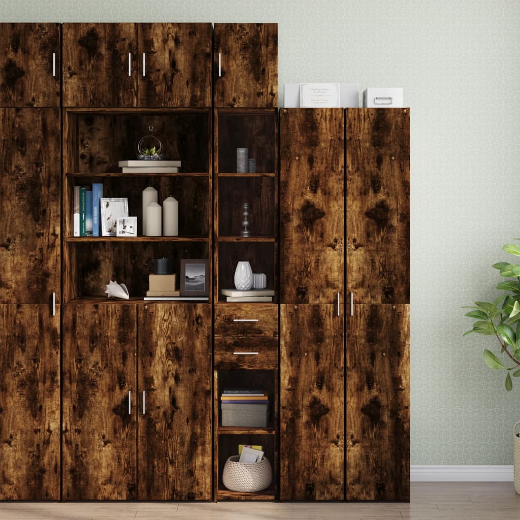 Armoire de rangement mince chêne fumé 30x42,5x225 cm - XIOS