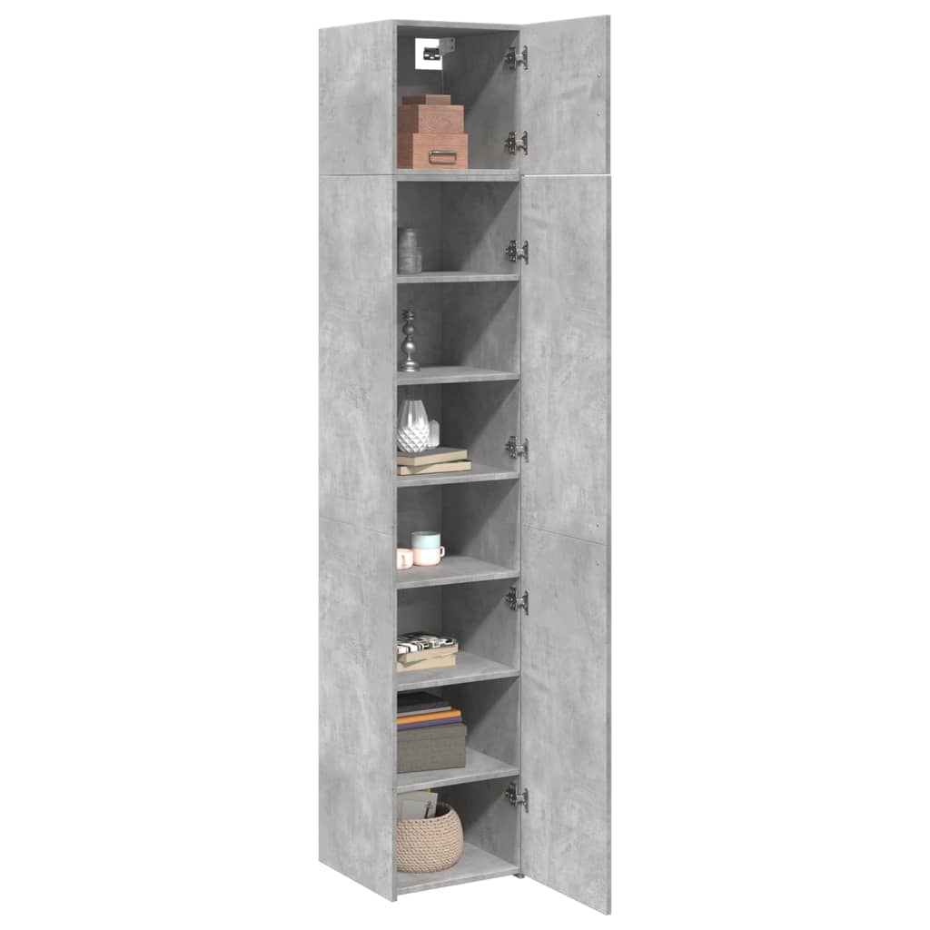 Armoire de rangement mince gris béton 40x42,5x225 cm - XIOS