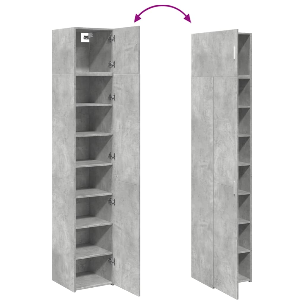Armoire de rangement mince gris béton 40x42,5x225 cm - XIOS