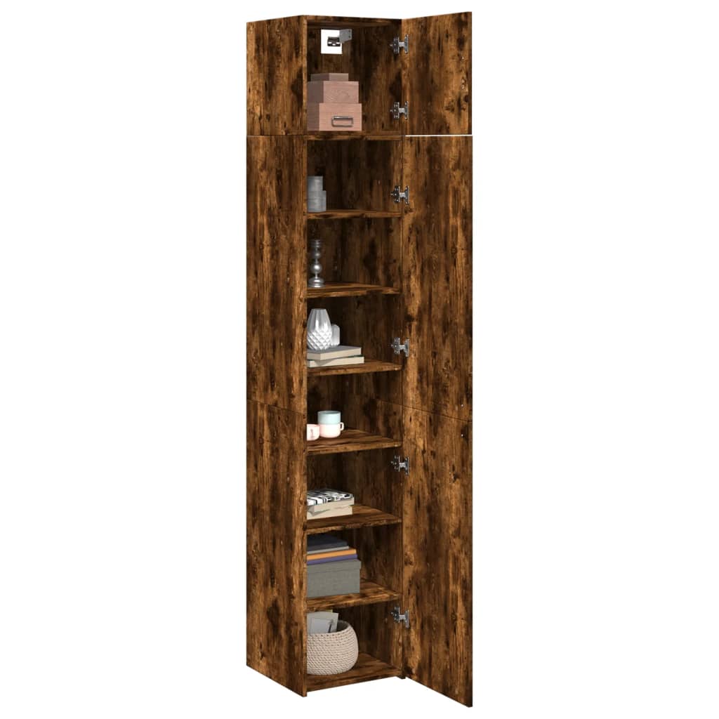 Armoire de rangement mince chêne fumé 40x42,5x225 cm