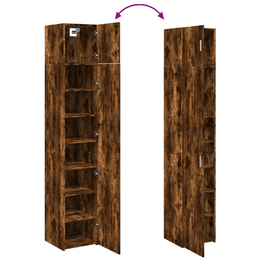 Armoire de rangement mince chêne fumé 40x42,5x225 cm - XIOS