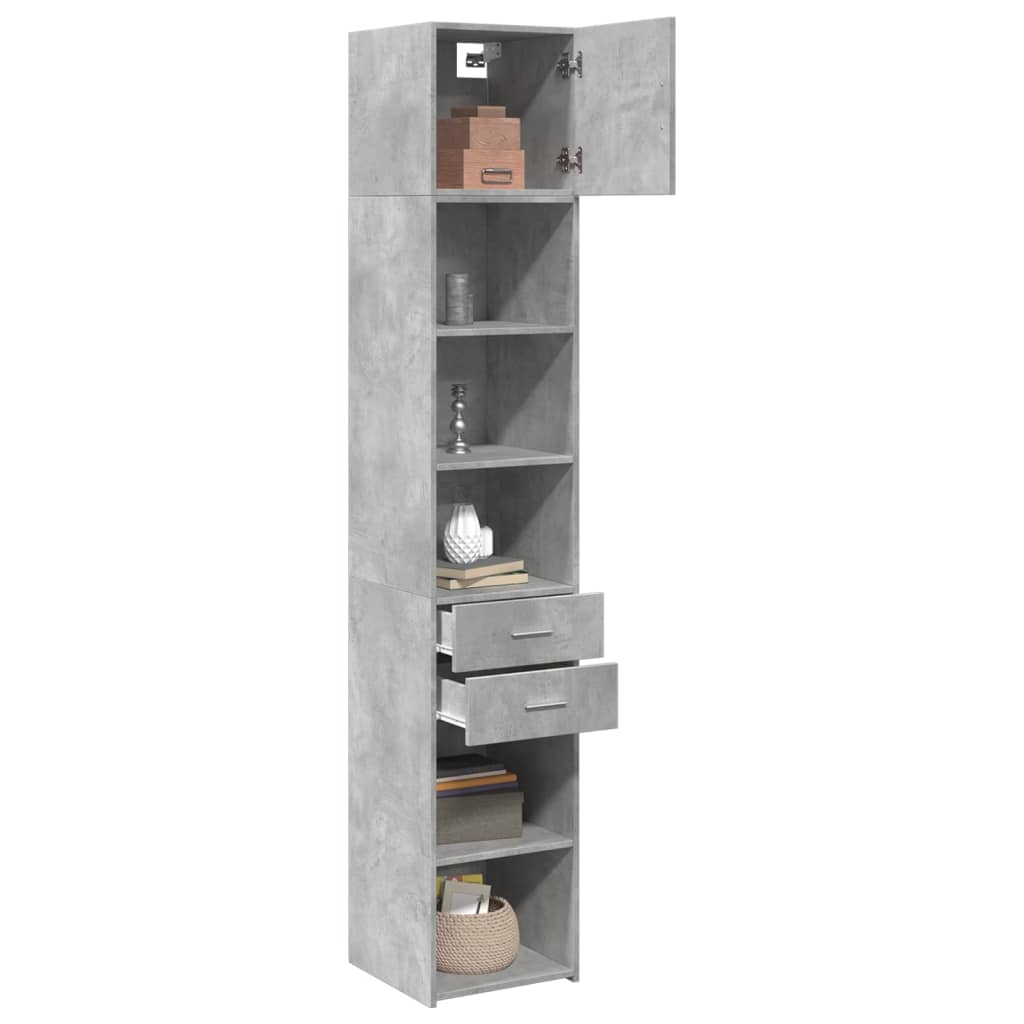 Armoire de rangement mince gris béton 40x42,5x225 cm - XIOS