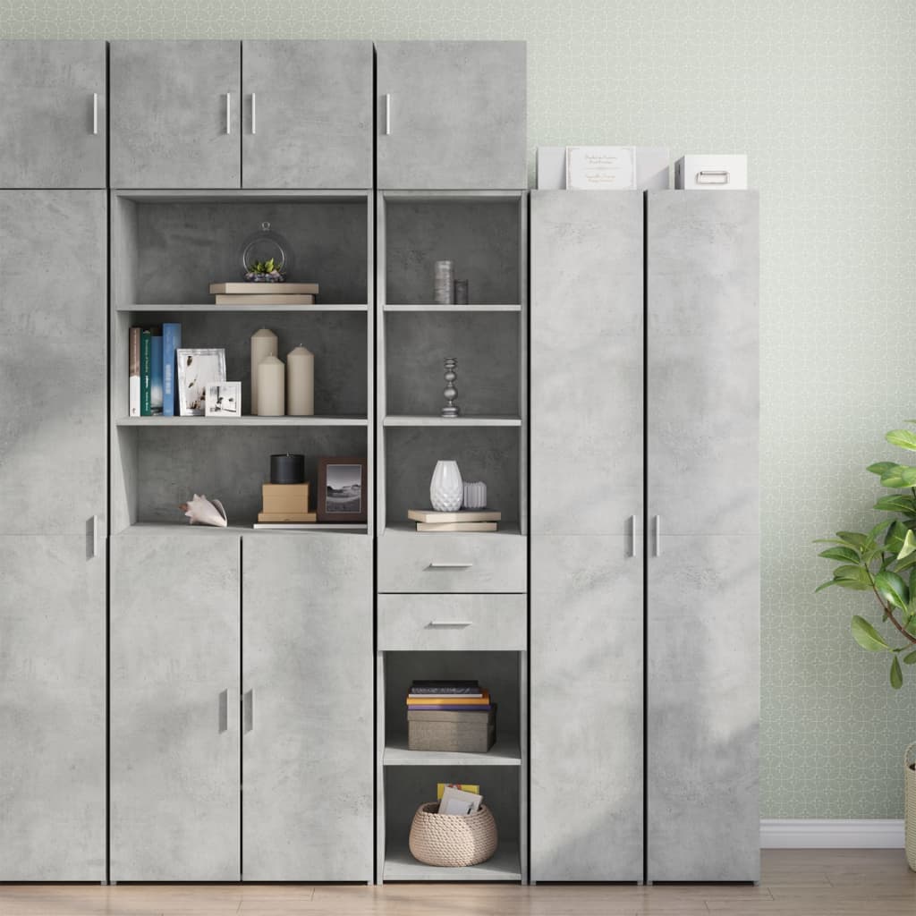Armoire de rangement mince gris béton 40x42,5x225 cm - XIOS