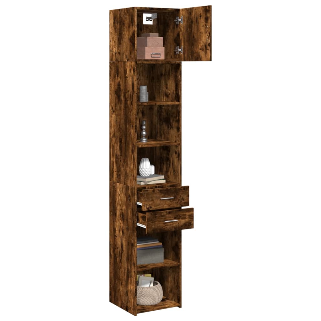 Armoire de rangement mince chêne fumé 40x42,5x225 cm - XIOS