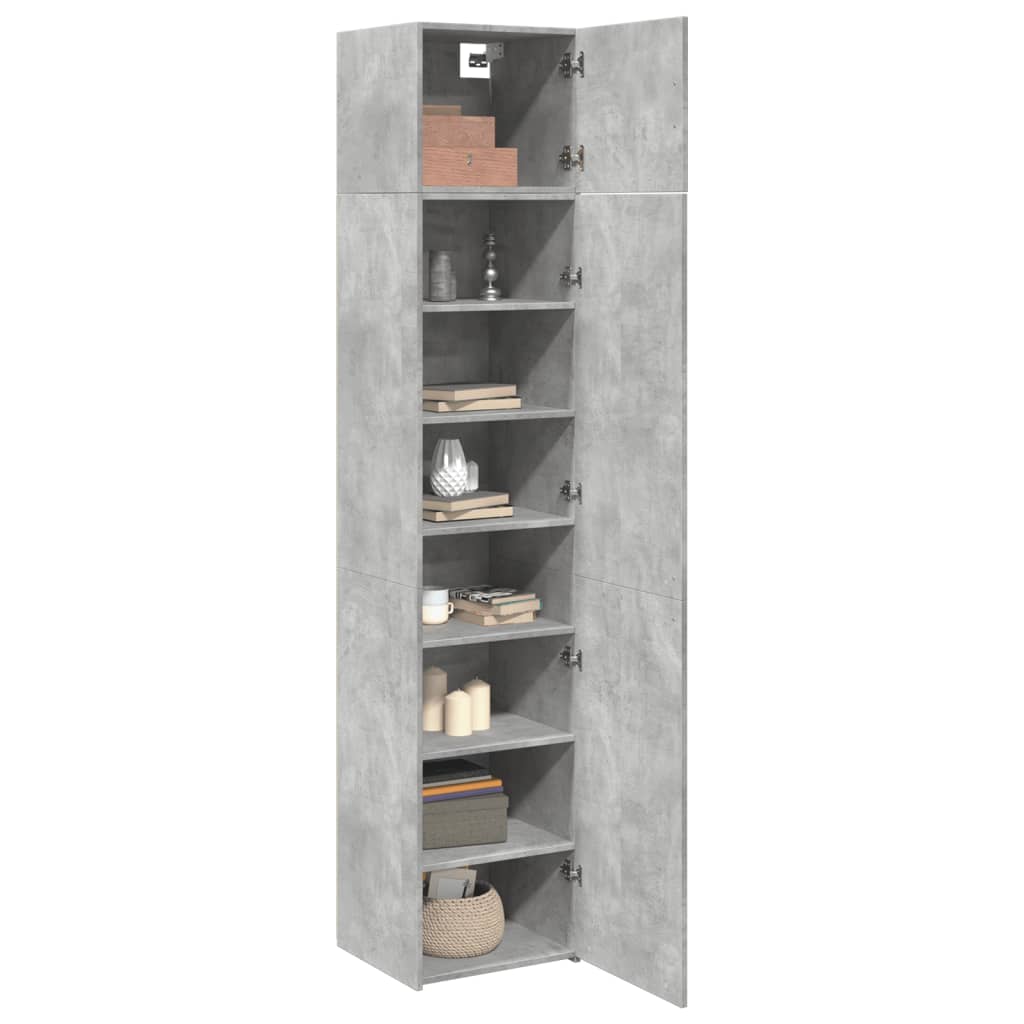 Armoire de rangement mince gris béton 45x42,5x225 cm - XIOS