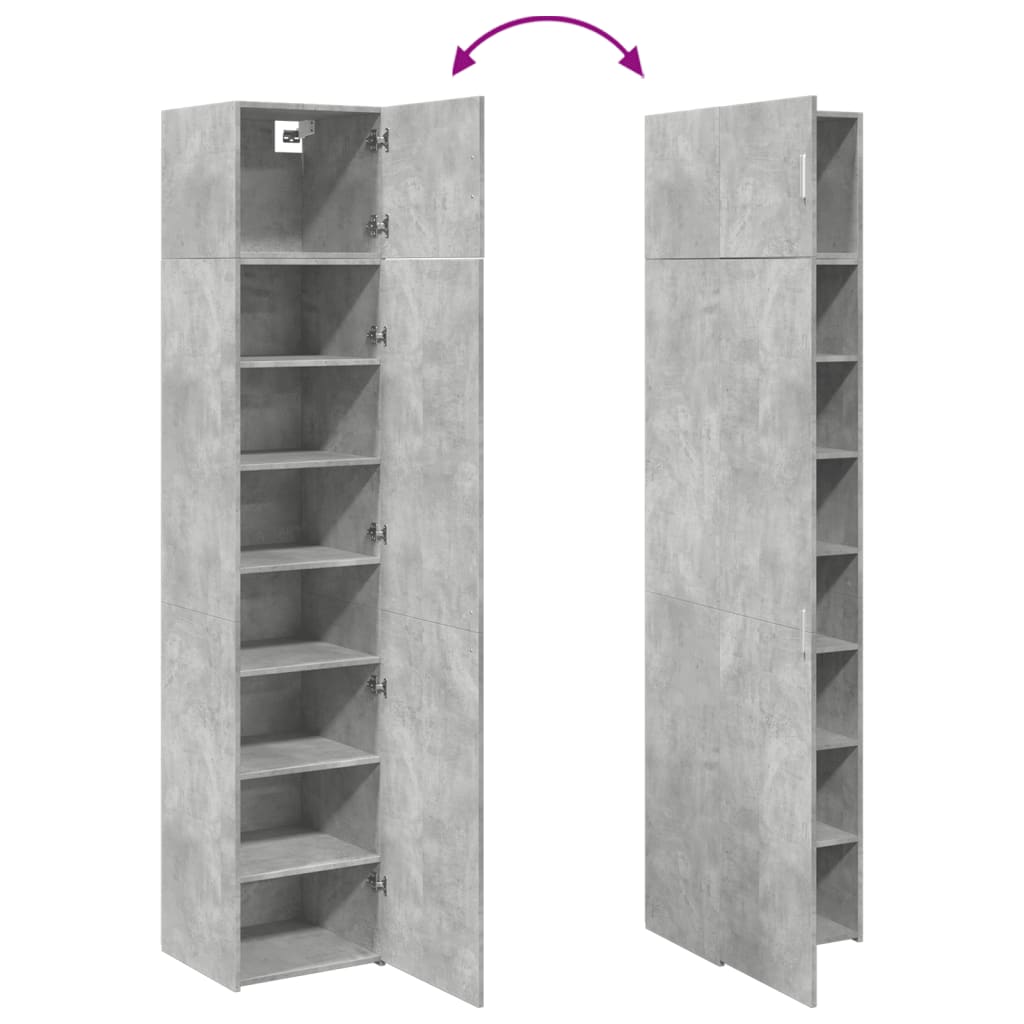 Armoire de rangement mince gris béton 45x42,5x225 cm - XIOS