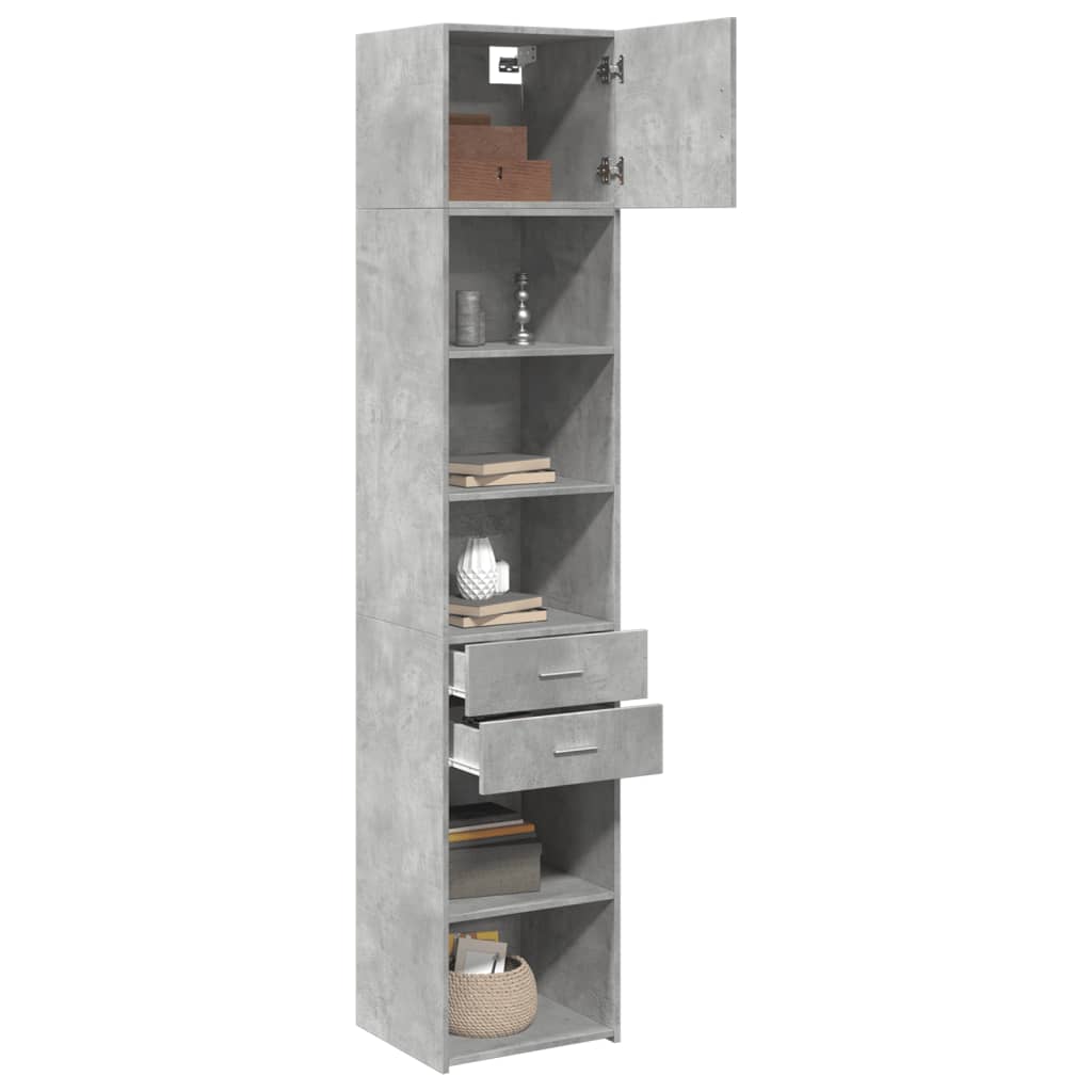Armoire de rangement mince gris béton 45x42,5x225 cm - XIOS
