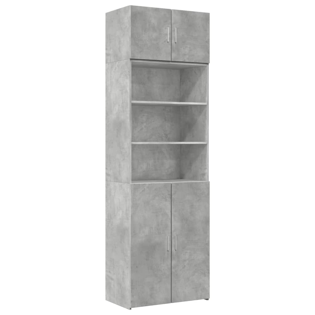 Armoire de rangement gris béton 70x42,5x225cm bois d'ingénierie - XIOS