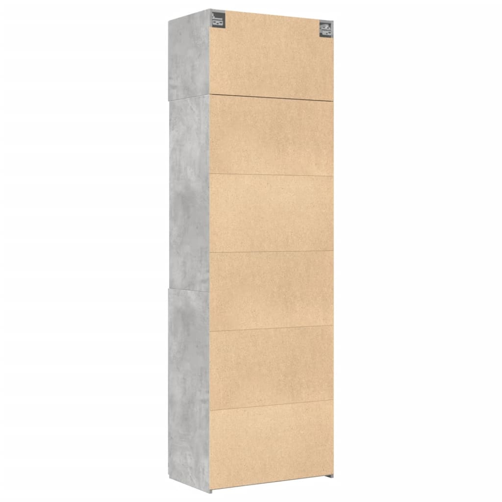 Armoire de rangement gris béton 70x42,5x225cm bois d'ingénierie - XIOS