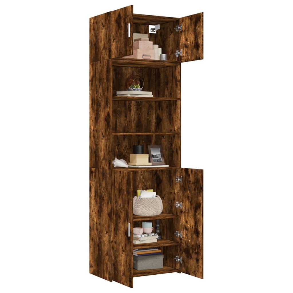 Armoire de rangement chêne fumé 70x42,5x225cm bois d'ingénierie - XIOS