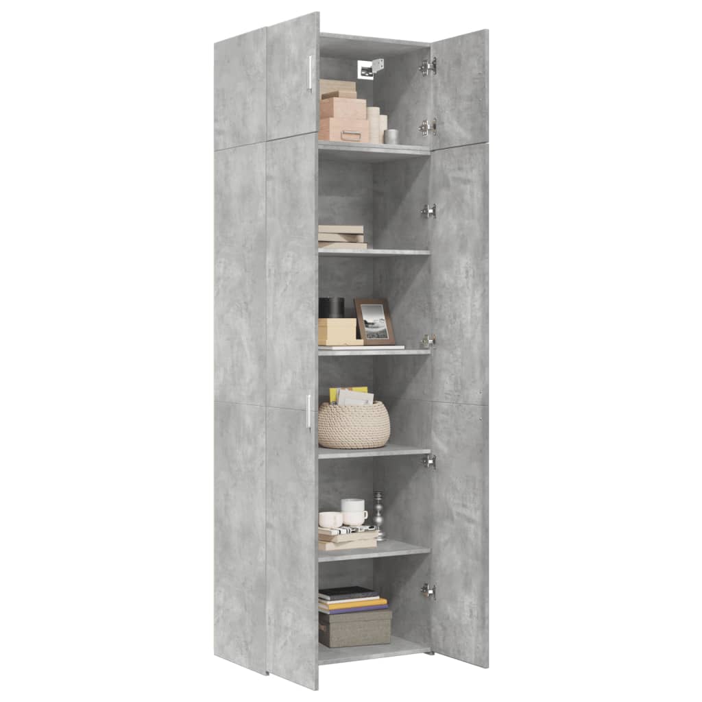 Armoire de rangement gris béton 70x42,5x225cm bois d'ingénierie - XIOS