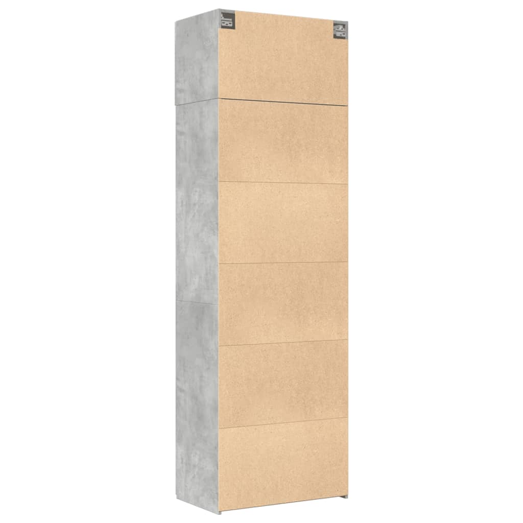 Armoire de rangement gris béton 70x42,5x225cm bois d'ingénierie - XIOS