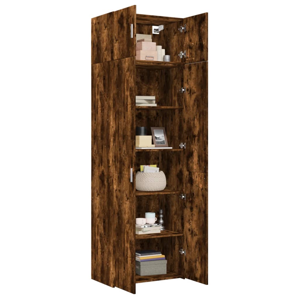 Armoire de rangement chêne fumé 70x42,5x225cm bois d'ingénierie - XIOS