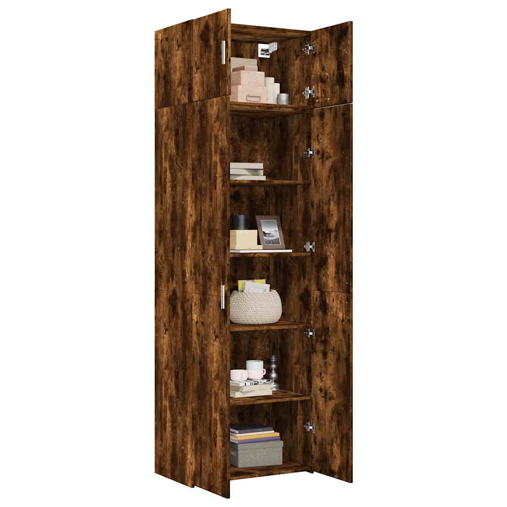 Armoire de rangement chêne fumé 70x42,5x225cm bois d'ingénierie