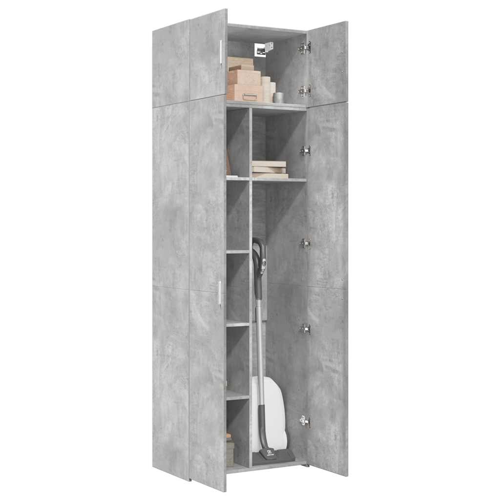 Armoire de rangement gris béton 70x42,5x225cm bois d'ingénierie - XIOS