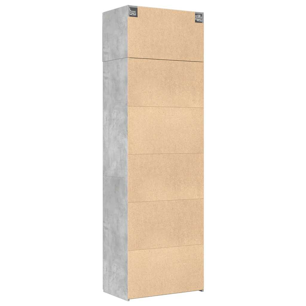 Armoire de rangement gris béton 70x42,5x225cm bois d'ingénierie - XIOS