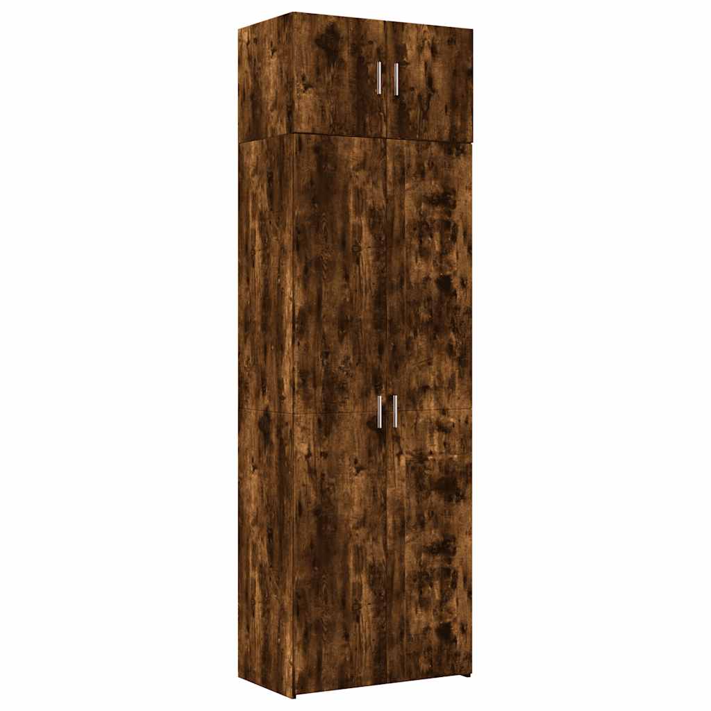 Armoire de rangement chêne fumé 70x42,5x225cm bois d'ingénierie