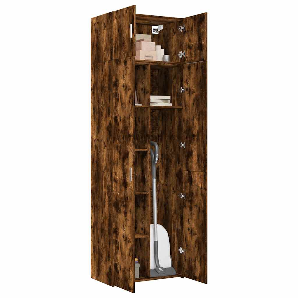 Armoire de rangement chêne fumé 70x42,5x225cm bois d'ingénierie - XIOS