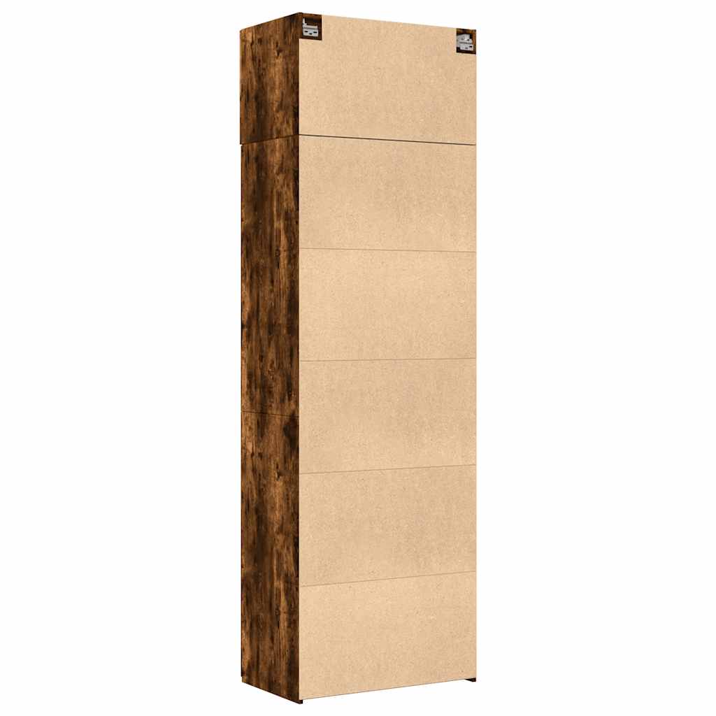 Armoire de rangement chêne fumé 70x42,5x225cm bois d'ingénierie - XIOS