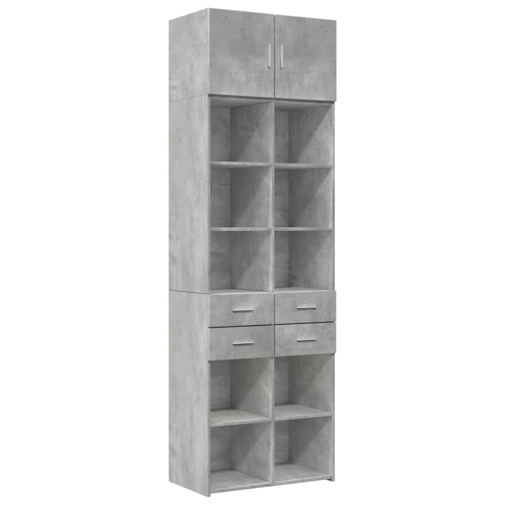 Armoire de rangement gris béton 70x42,5x225cm bois d'ingénierie - XIOS