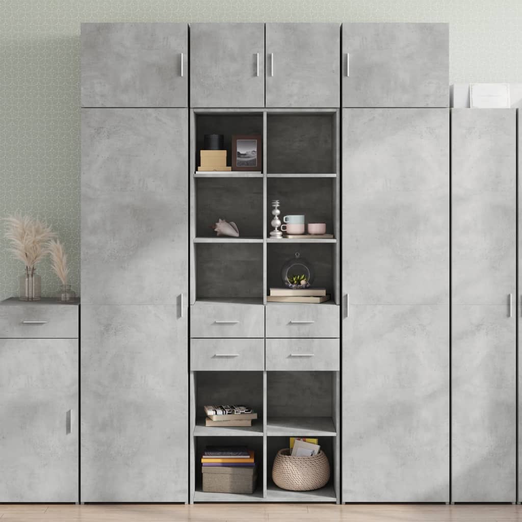 Armoire de rangement gris béton 70x42,5x225cm bois d'ingénierie - XIOS