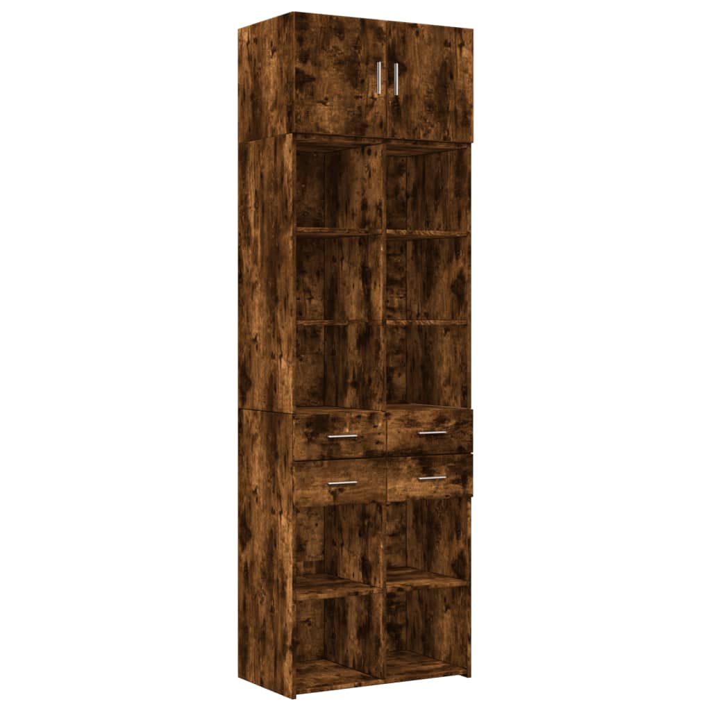 Armoire de rangement chêne fumé 70x42,5x225cm bois d'ingénierie - XIOS