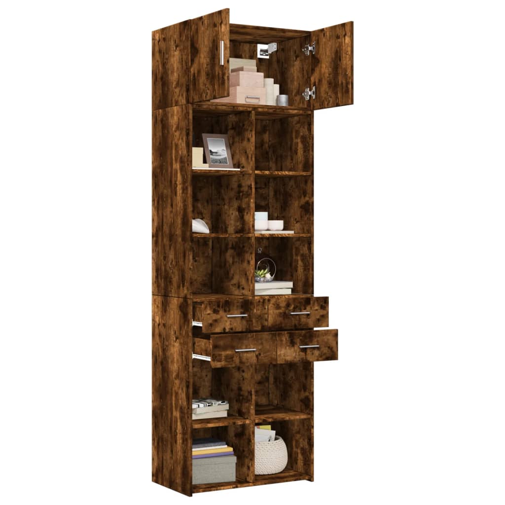 Armoire de rangement chêne fumé 70x42,5x225cm bois d'ingénierie - XIOS