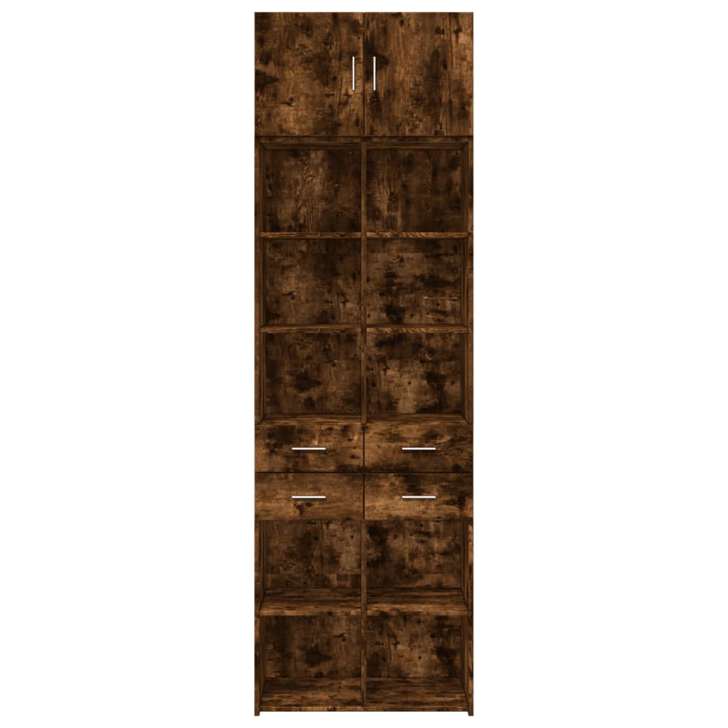 Armoire de rangement chêne fumé 70x42,5x225cm bois d'ingénierie - XIOS