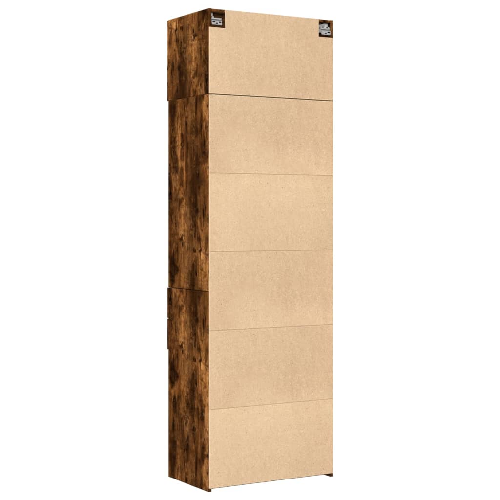 Armoire de rangement chêne fumé 70x42,5x225cm bois d'ingénierie - XIOS