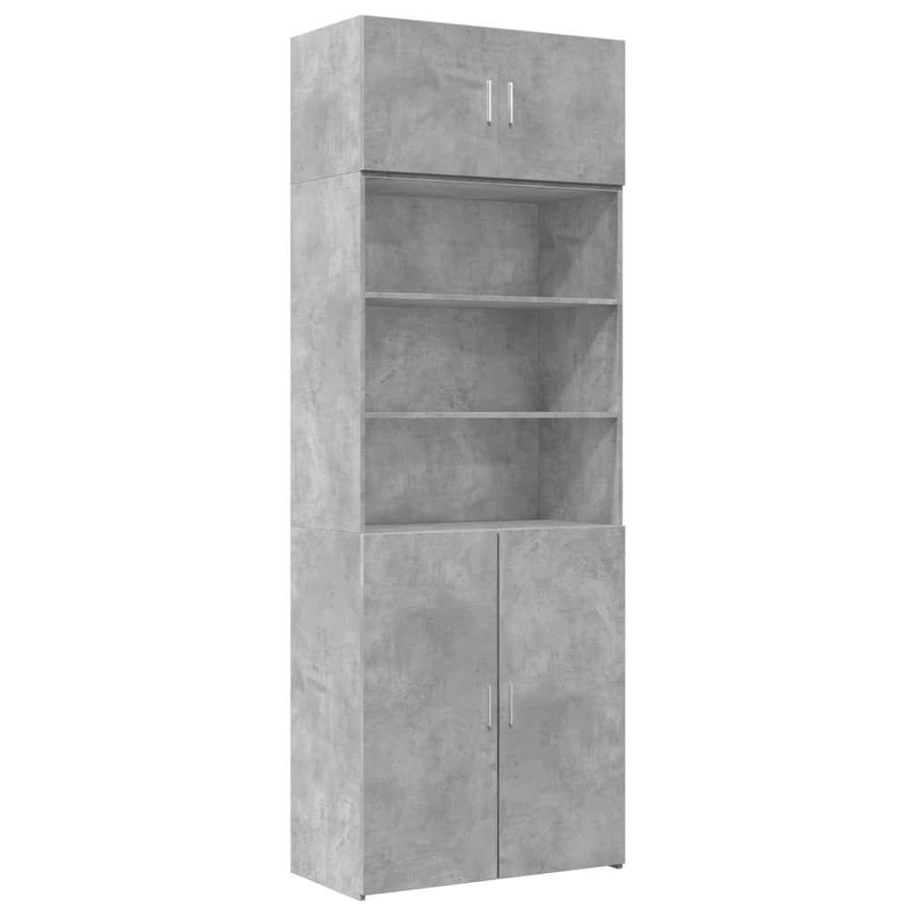 Armoire de rangement gris béton 80x42,5x225cm bois d'ingénierie - XIOS