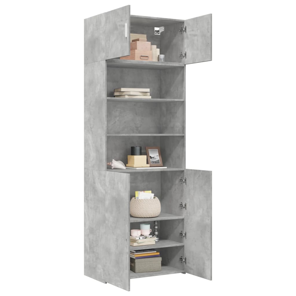 Armoire de rangement gris béton 80x42,5x225cm bois d'ingénierie - XIOS