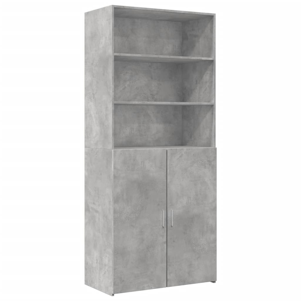 Armoire de rangement gris béton 80x42,5x225cm bois d'ingénierie - XIOS