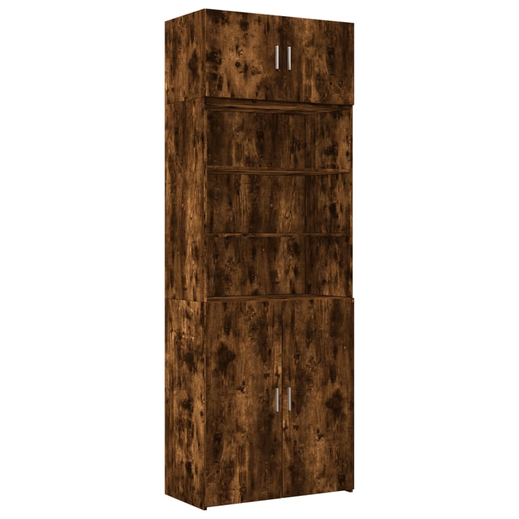 Armoire de rangement chêne fumé 80x42,5x225cm bois d'ingénierie - XIOS