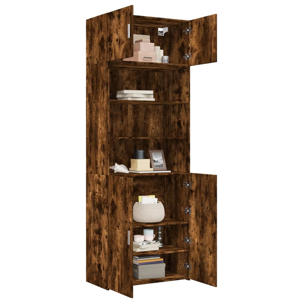Armoire de rangement chêne fumé 80x42,5x225cm bois d'ingénierie - XIOS