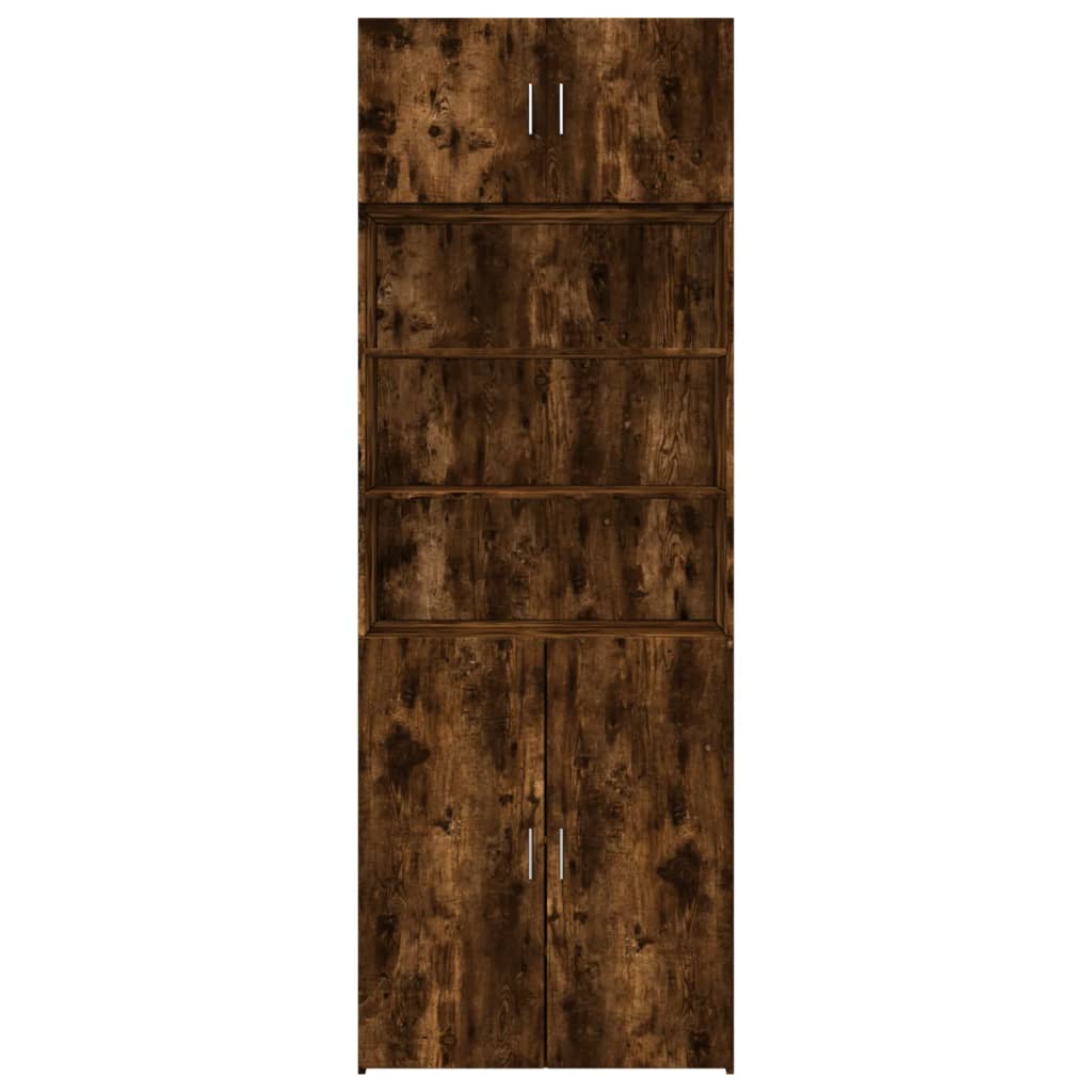 Armoire de rangement chêne fumé 80x42,5x225cm bois d'ingénierie - XIOS