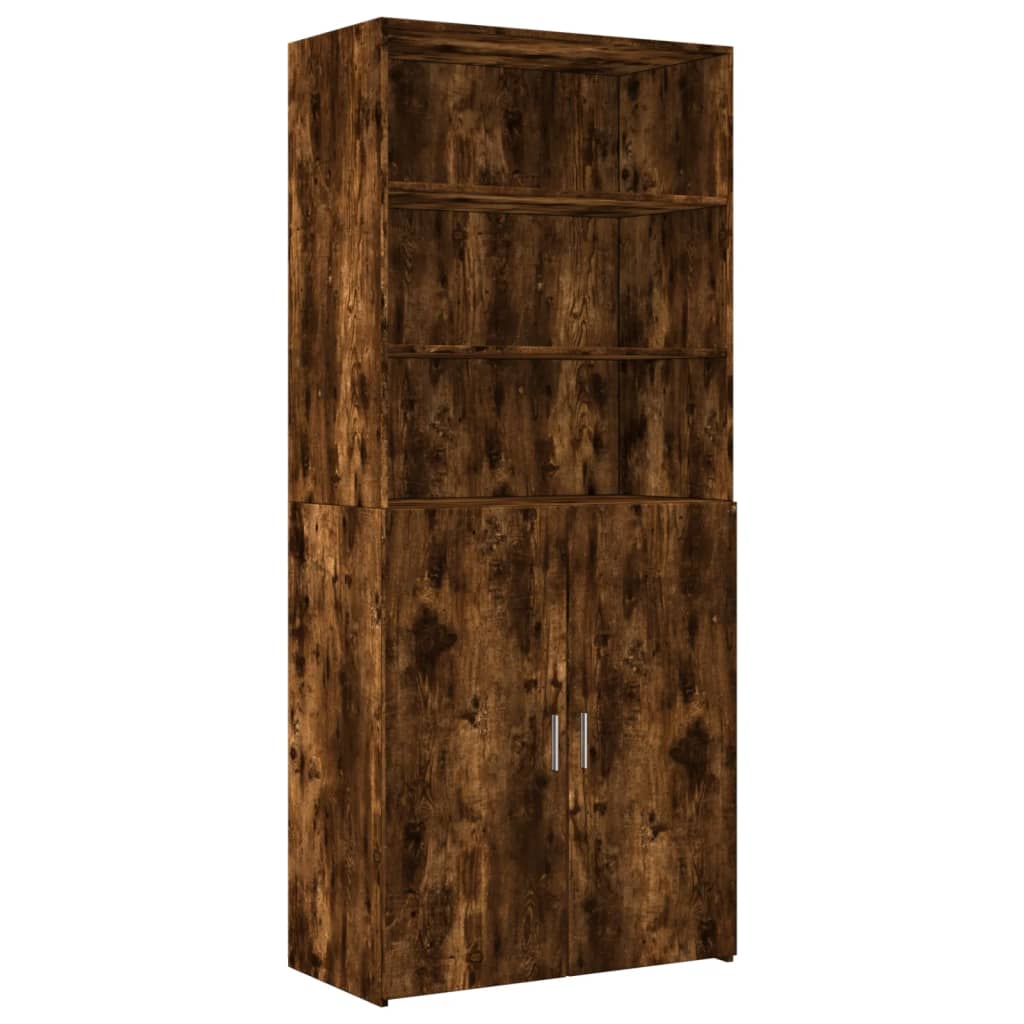 Armoire de rangement chêne fumé 80x42,5x225cm bois d'ingénierie - XIOS