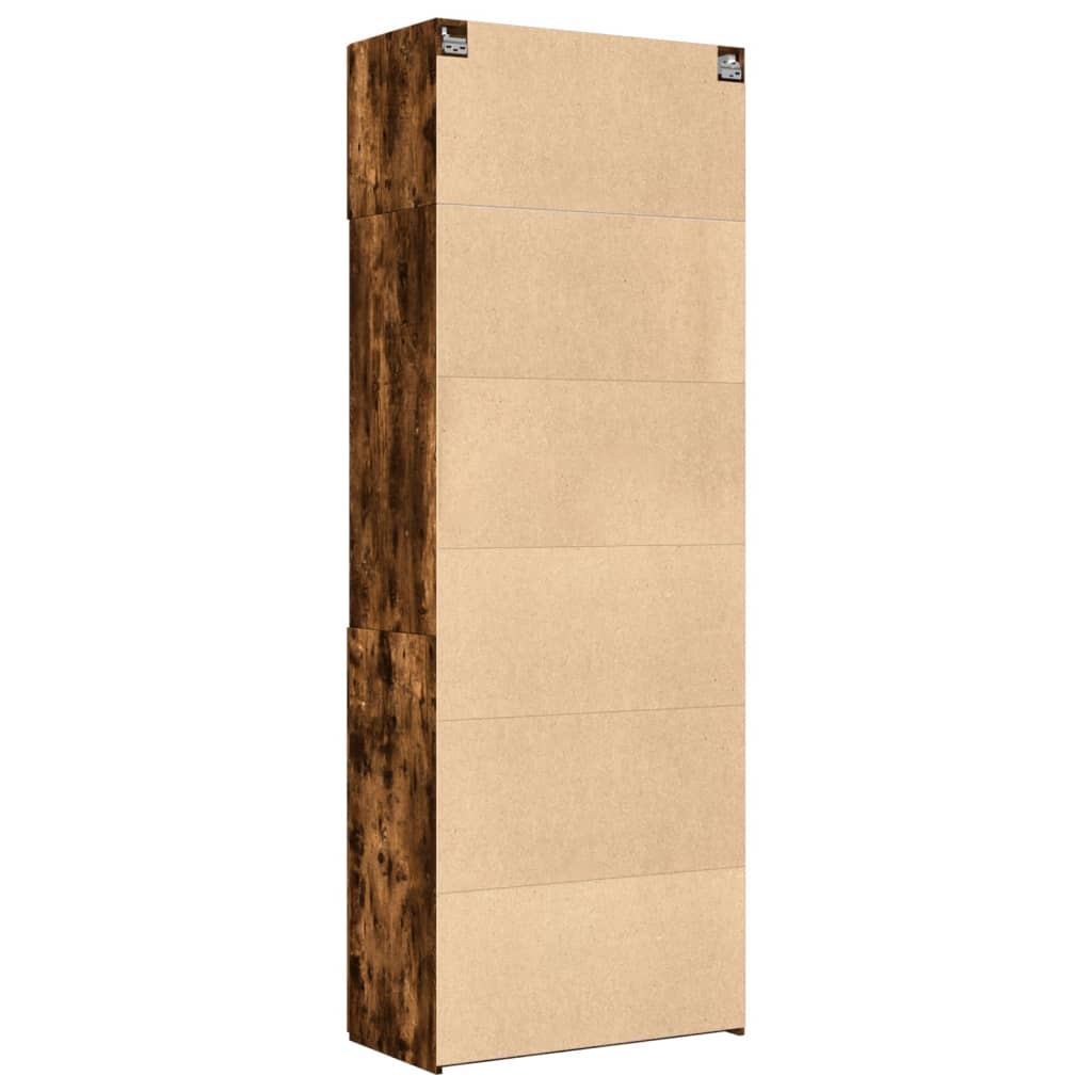 Armoire de rangement chêne fumé 80x42,5x225cm bois d'ingénierie - XIOS