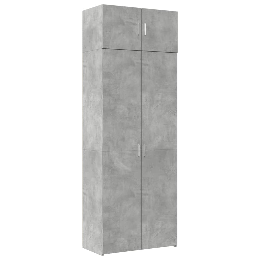 Armoire de rangement gris béton 80x42,5x225cm bois d'ingénierie - XIOS