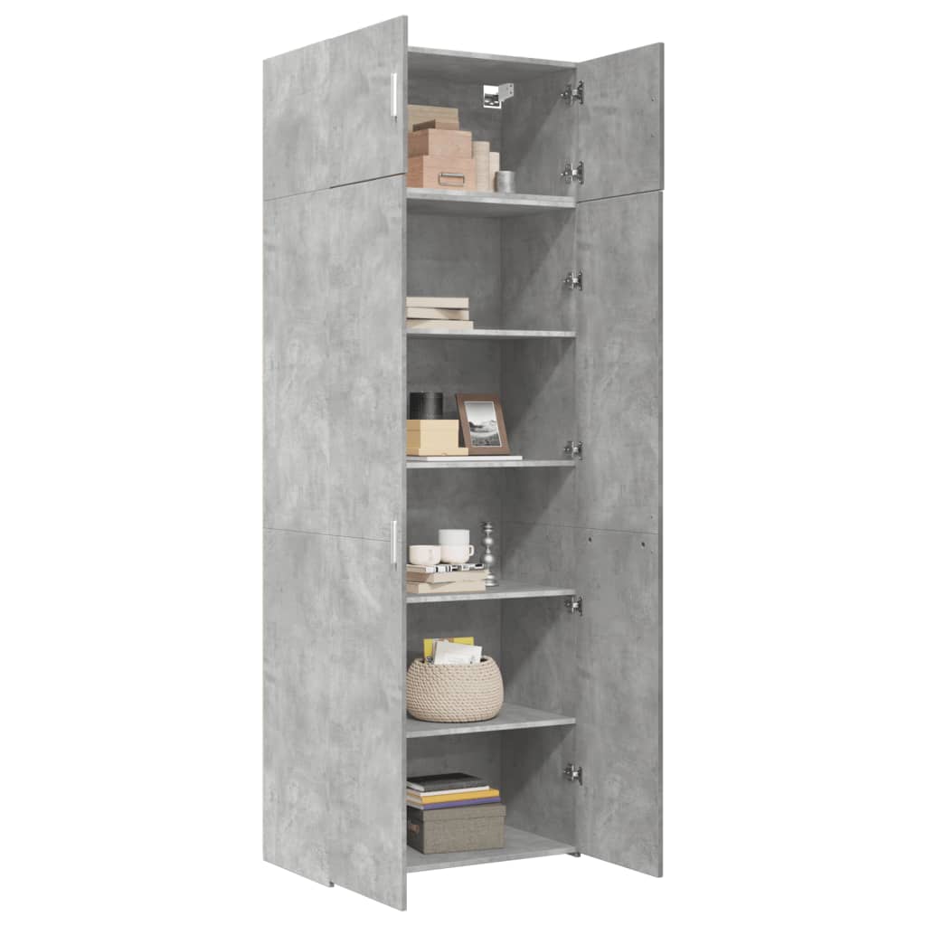 Armoire de rangement gris béton 80x42,5x225cm bois d'ingénierie - XIOS