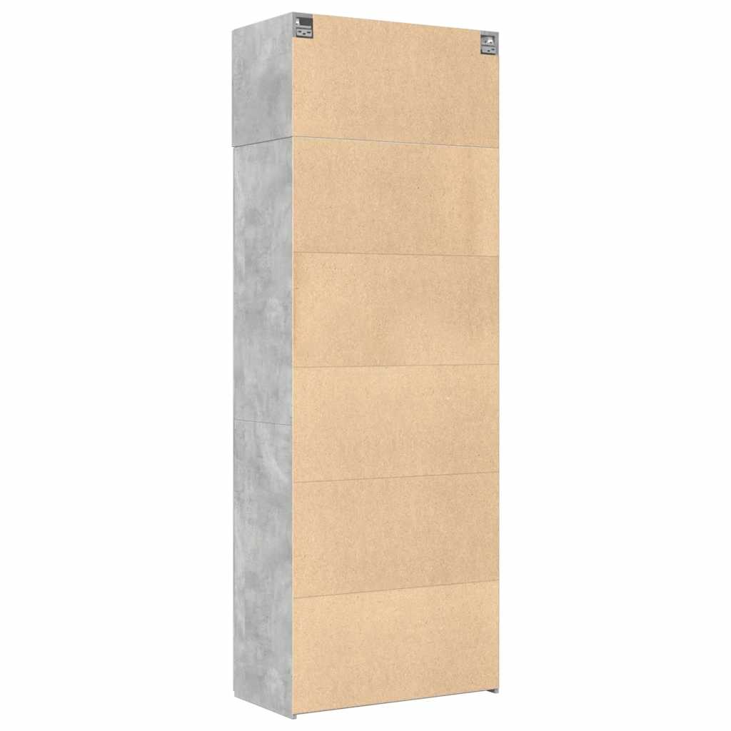 Armoire de rangement gris béton 80x42,5x225cm bois d'ingénierie - XIOS
