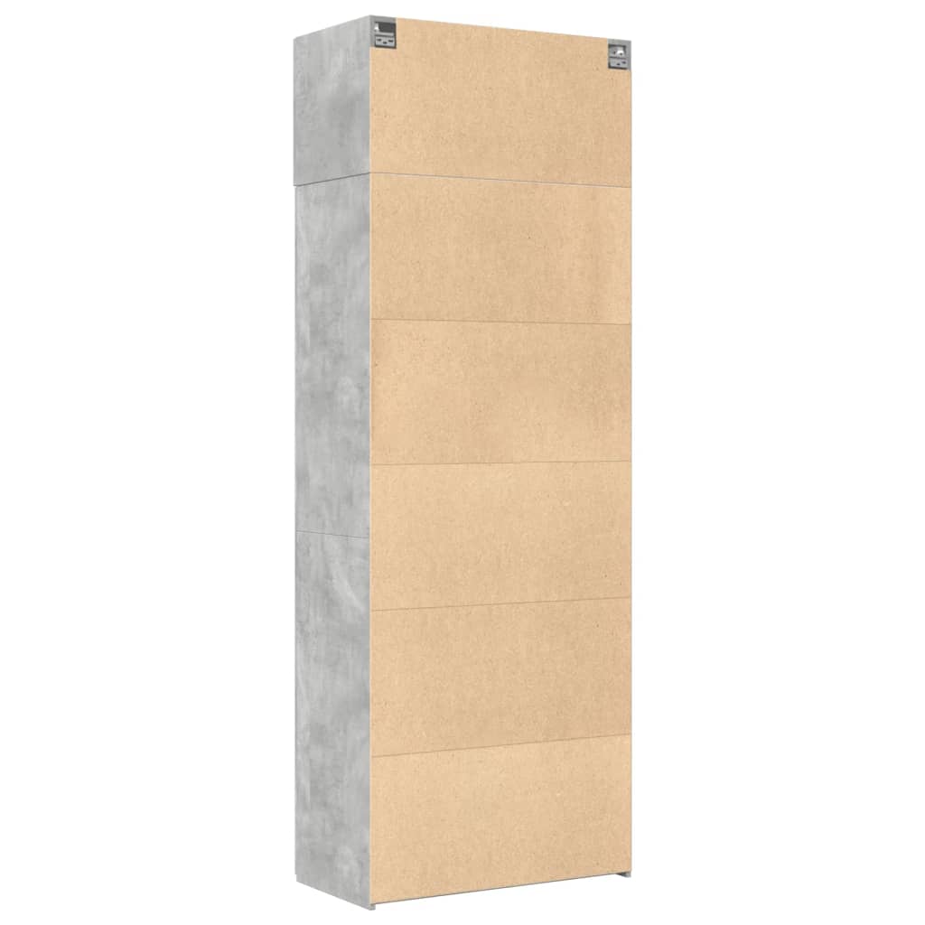 Armoire de rangement gris béton 80x42,5x225cm bois d'ingénierie - XIOS